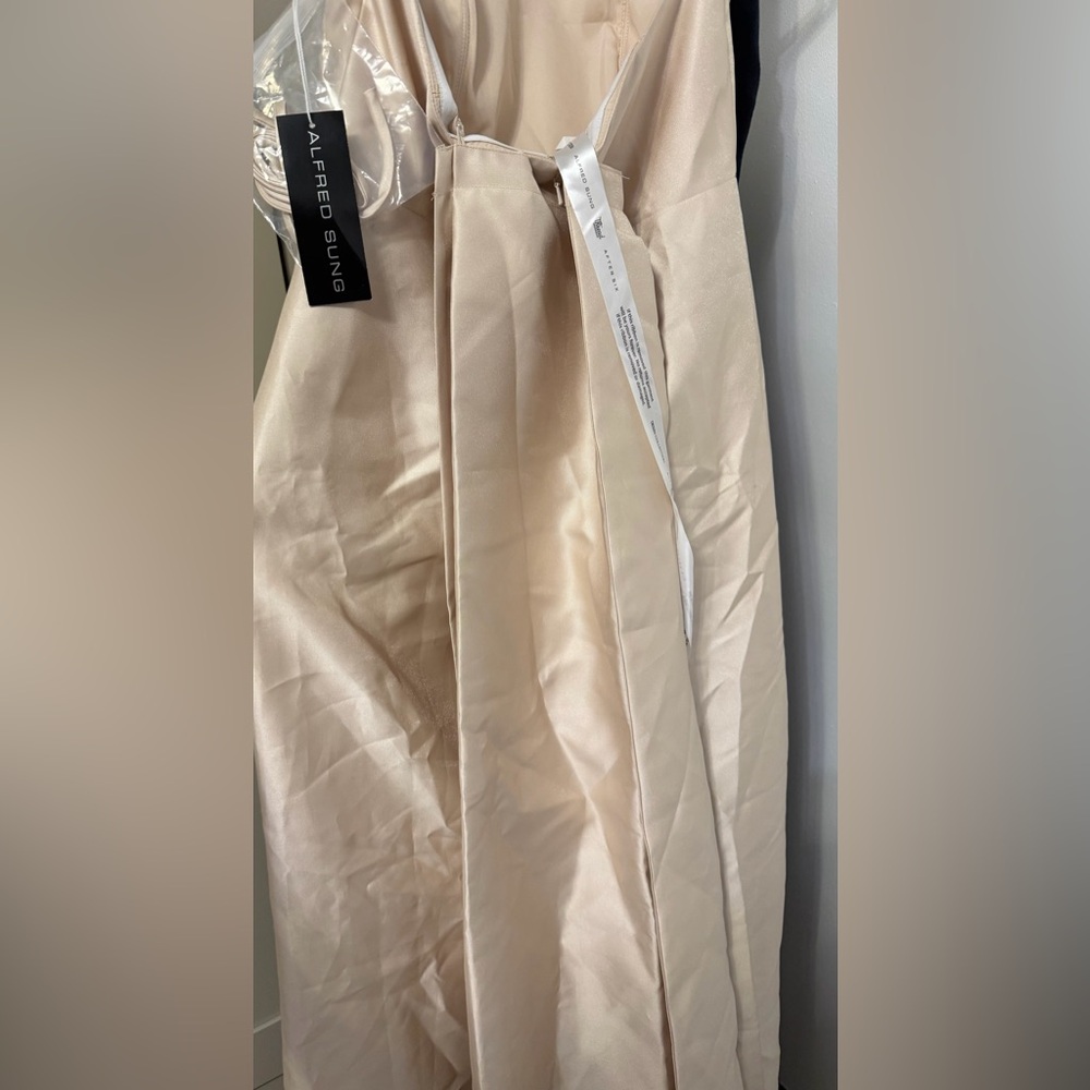 ALFRED SUNG Cream Strapless Satin Dress - Picture 8 of 8